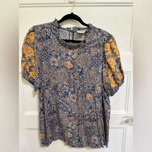 Savanna Jane Navy and Orange Paisley Top